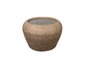 DKD Home Decor Mesa Centro Balines Ratan y Cristal Natural 82 x 48 x 82 cm
