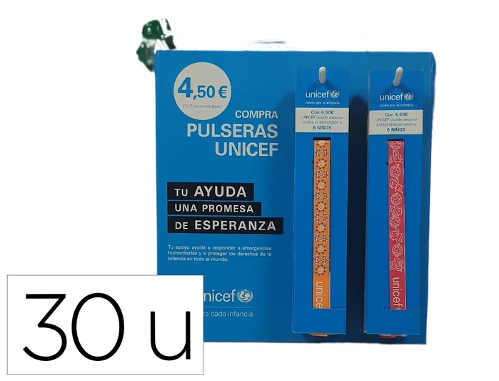 UNICEF Expositor de 30 Pulseras de Tela Surtidas UNICEF Expositor de 30 Pulseras de Tela Surtidas