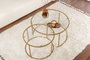 Nordure Juego Mesas de Café 80, 60 Gold, Transparent Vidrio Templado y Metal