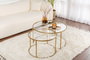 Nordure Juego Mesas de Café 80, 60 Gold, Transparent Vidrio Templado y Metal