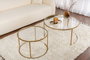 Nordure Juego Mesas de Café 80, 60 Gold, Transparent Vidrio Templado y Metal