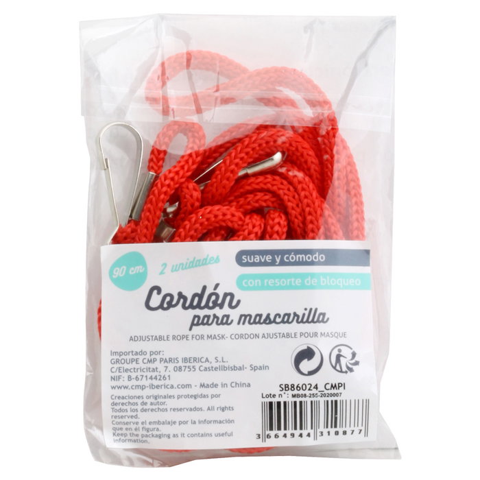 CMP General Cordones para Gafas y Mascarillas, Juego de 2 Unidades, Color Surtido, Longitud Ajustable 90 cm