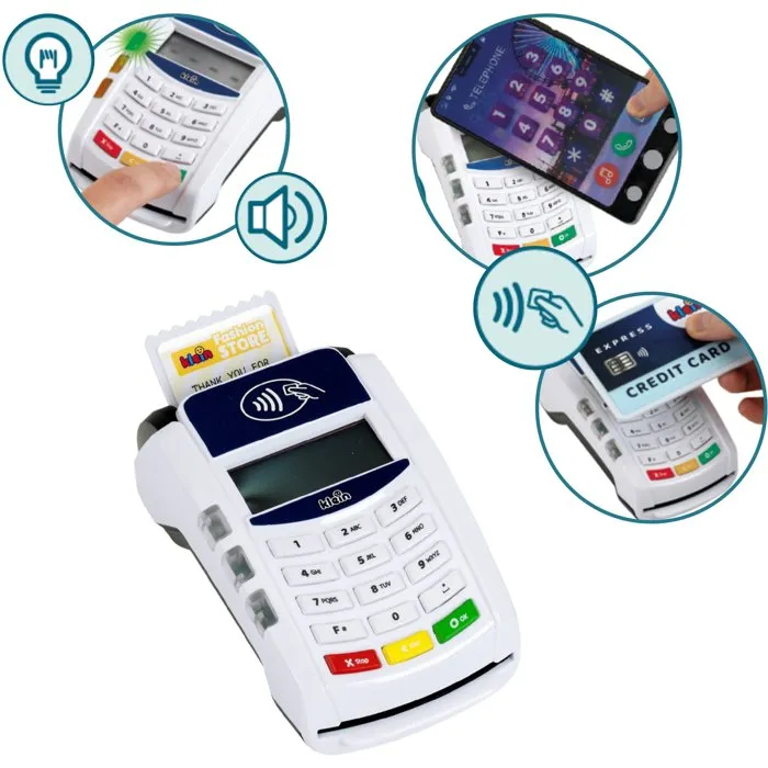 KLEIN Terminal de Pago Electrónico 7274 con Smartphone para Niños - Sonidos, Luces y Pago Sin Contacto - A partir de 3 años