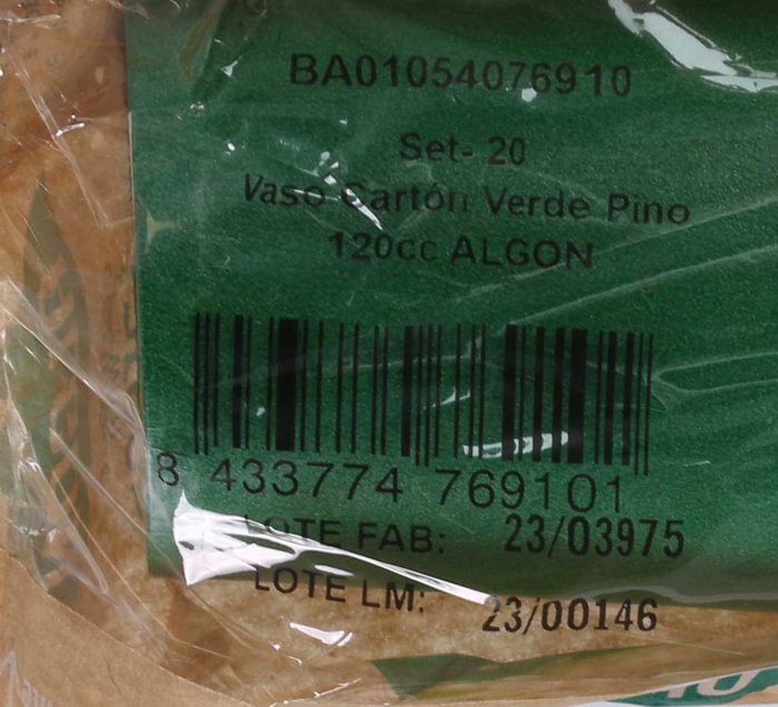 Algon Set 20 Vasos Cartón Verde Pino 120 cc (24 Unidades)