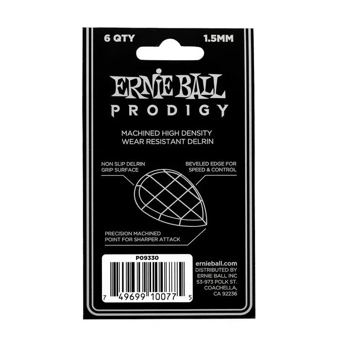 Ernieball Prodigy Negra Teardrop 1,5 Mm Púas de Guitarra - Pack 6 Unidades