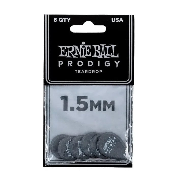 Ernieball Prodigy Negra Teardrop 1,5 Mm Púas de Guitarra - Pack 6 Unidades