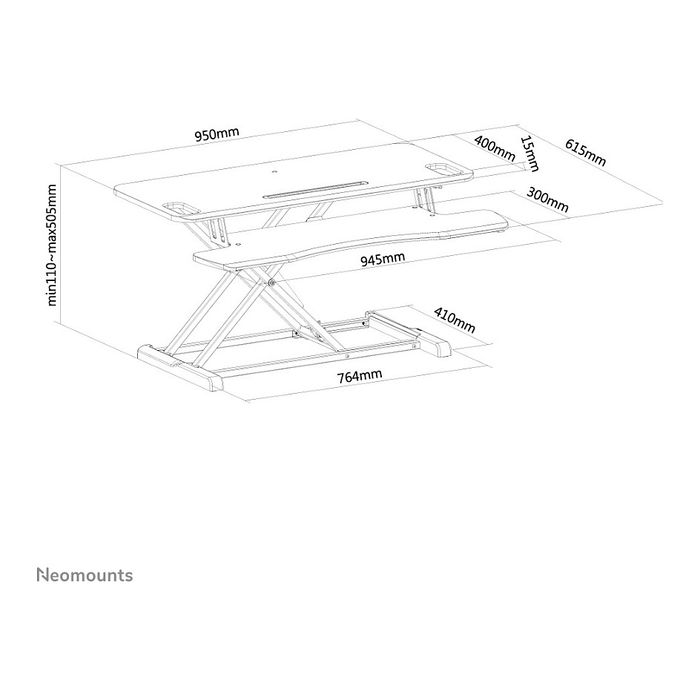 Newstar Neomounts Sitz-Steh-Arbeitsplatz Soporte Ajustable de Pie para Escritorio 15 kg de Carga, NS-WS300BLACK Newstar Neomounts Sitz-Steh-Arbeitsplatz Soporte Ajustable de Pie para Escritorio 15 kg de Carga, NS-WS300BLACK