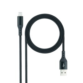 NANOCABLE Cable Lightning a USB 2.0, Lightning/M -USB A/M, Negro, 1 m, 1 m, Lightning, USB A, Macho, Macho, Negro