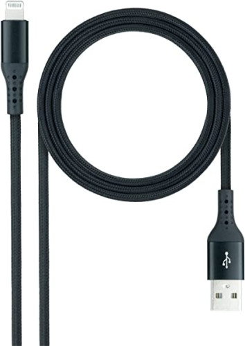 Nanocable Cable Lightning a USB 2.0 Negro Mallado, 1 m Nanocable Cable Lightning a USB 2.0 Negro Mallado, 1 m
