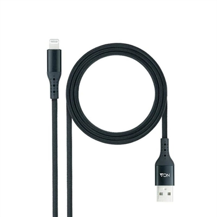 Nanocable Cable Lightning a USB 2.0 Negro Mallado, 1 m Nanocable Cable Lightning a USB 2.0 Negro Mallado, 1 m