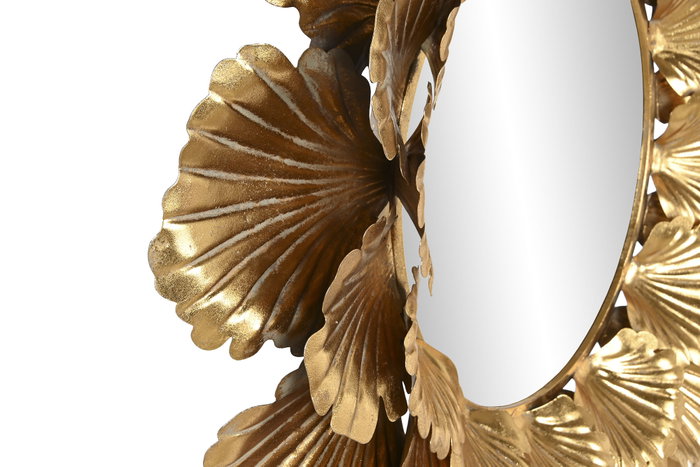 DKD Home Decor Espejo de Metal Diseño Hoja Dorado 76,5x76,5x8 cm