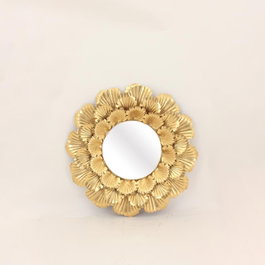DKD Home Decor Espejo de Metal Diseño Hoja Dorado 76,5x76,5x8 cm