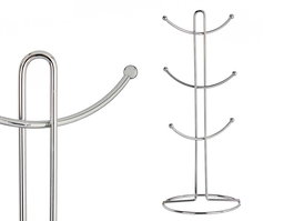 Kinvara Soporte para 6 Tazas Cromado de Metal 16x16x39 cm (Set de 6)
