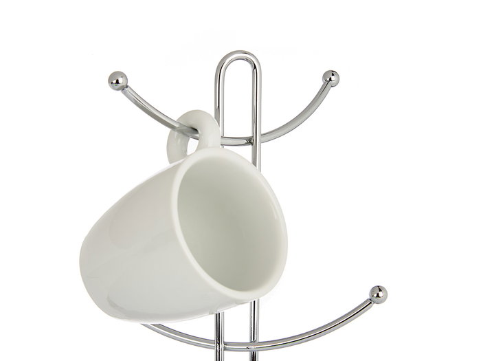 Kinvara Soporte para 6 Tazas Cromado de Metal 16x16x39 cm (Set de 6)