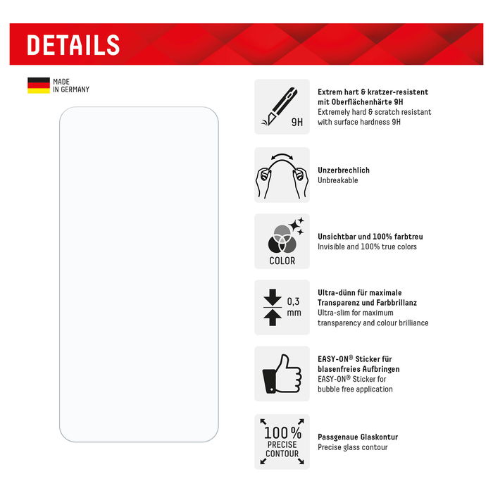 Displex Protector de Pantalla de Vidrio Templado 9H para Samsung Galaxy S24 y S25, Ultra Delgado, Antihuellas, Transparente, Aplicación en Seco, Incluye Kit de Limpieza, Ref. 01906