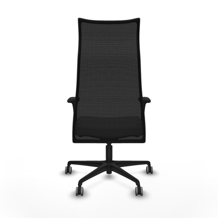 Sillón Albacete con mecanismo Sincro tapizada con Tela color Gris claro y malla color Negro. Equipado con Base nailon negra, Brazos 1D y Ruedas 65 mm parqué