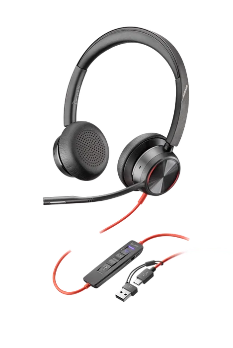 Poly Blackwire 8225 Auriculares estéreo USB-C con certificación Microsoft Teams y adaptador USB-C/A
