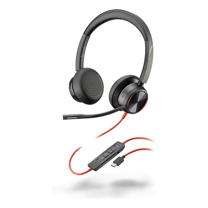 Poly Blackwire 8225 Auriculares estéreo USB-C con certificación Microsoft Teams y adaptador USB-C/A, Negro