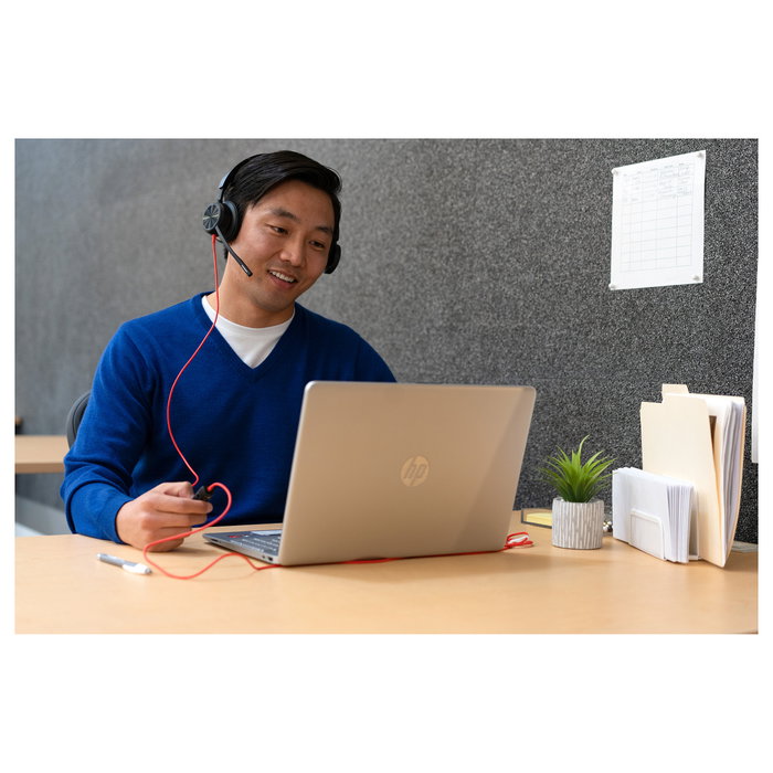 Poly Blackwire 8225 Auriculares estéreo USB-C con certificación Microsoft Teams y adaptador USB-C/A, Negro