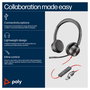 Poly Blackwire 8225 Auriculares estéreo USB-C con certificación Microsoft Teams y adaptador USB-C/A, Negro