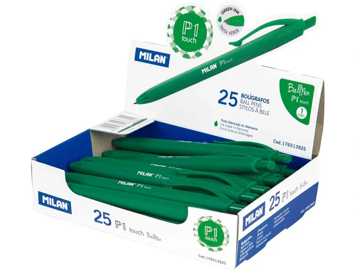 Milan Boligrafo P1 Retractil Touch Verde 1 mm
