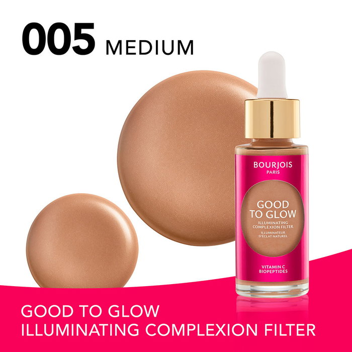 Bourjois Good to Glow Iluminador Facial con Vitamina C Tono #5 - 30 ml - Efecto Radiante y Luminoso Bourjois Good to Glow Iluminador Facial con Vitamina C Tono #5 - 30 ml - Efecto Radiante y Luminoso