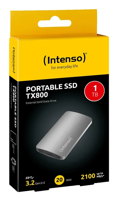 Intenso SSD Externo TX800 1 TB Antracita, USB-C USB 3.2 Gen 2x2 (20 Gbps), Aluminio Resistente a Golpes, Compatible con Windows/Mac, Ref. 3828460