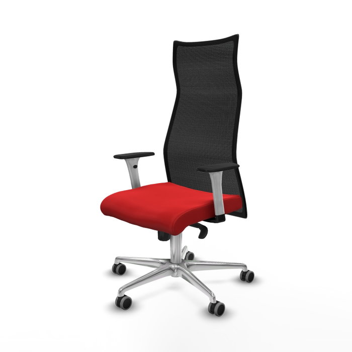 PIQUERAS Y CRESPO Sillón Albacete Rojo y Negro con Mecanismo Sincro y Base de Aluminio