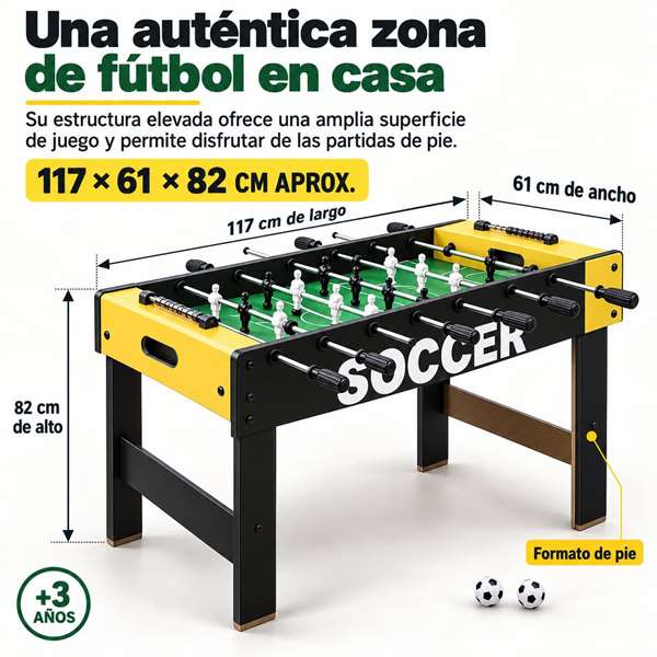 JugaToys Futbolín de madera con 2 bolas y marcadores
