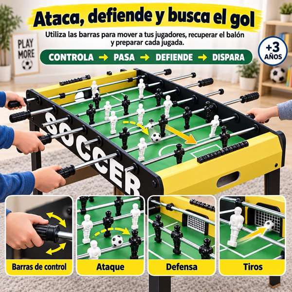 JugaToys Futbolín de madera con 2 bolas y marcadores