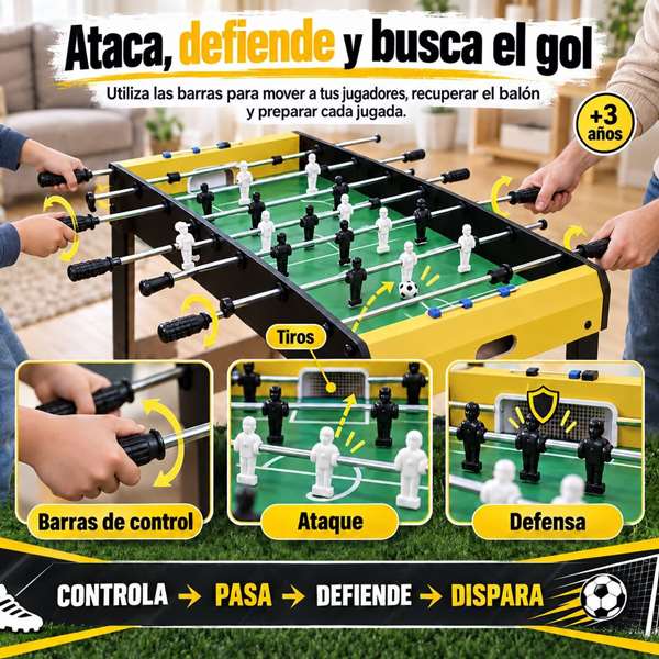 JugaToys Futbolín de madera con 2 bolas y marcadores