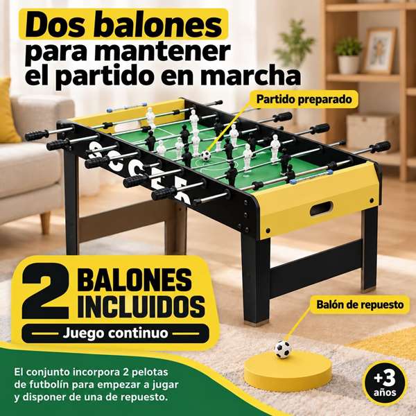 JugaToys Futbolín de madera con 2 bolas y marcadores