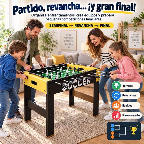 JugaToys Futbolín de madera con 2 bolas y marcadores