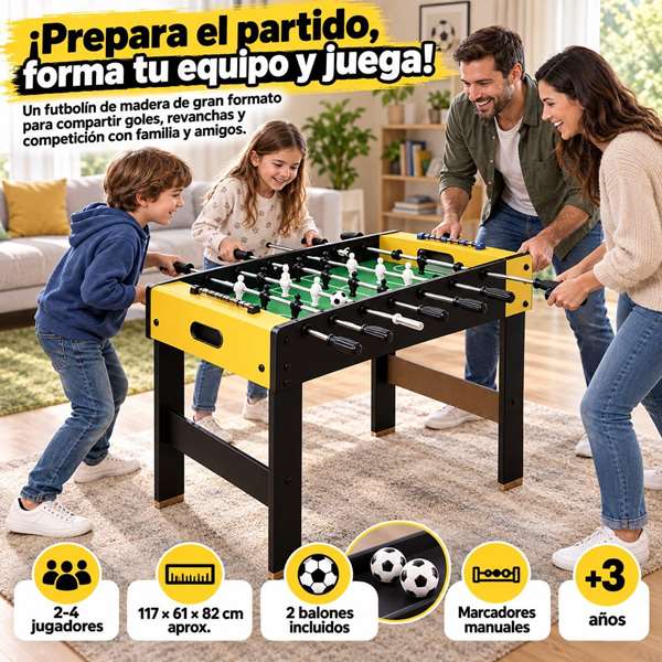 JugaToys Futbolín de madera con 2 bolas y marcadores