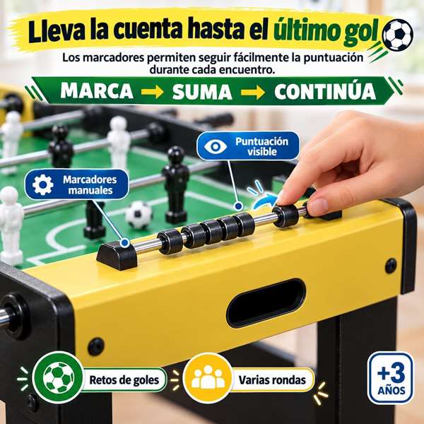 JugaToys Futbolín de madera con 2 bolas y marcadores