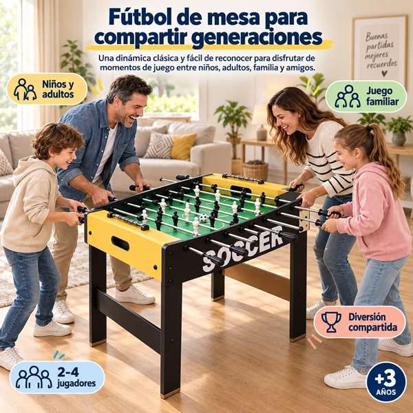 JugaToys Futbolín de madera con 2 bolas y marcadores