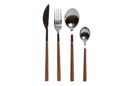 DKD Home Decor Set de Cubertería Classic Mision de 16 Piezas Plateado y Marrón, Inox y ABS