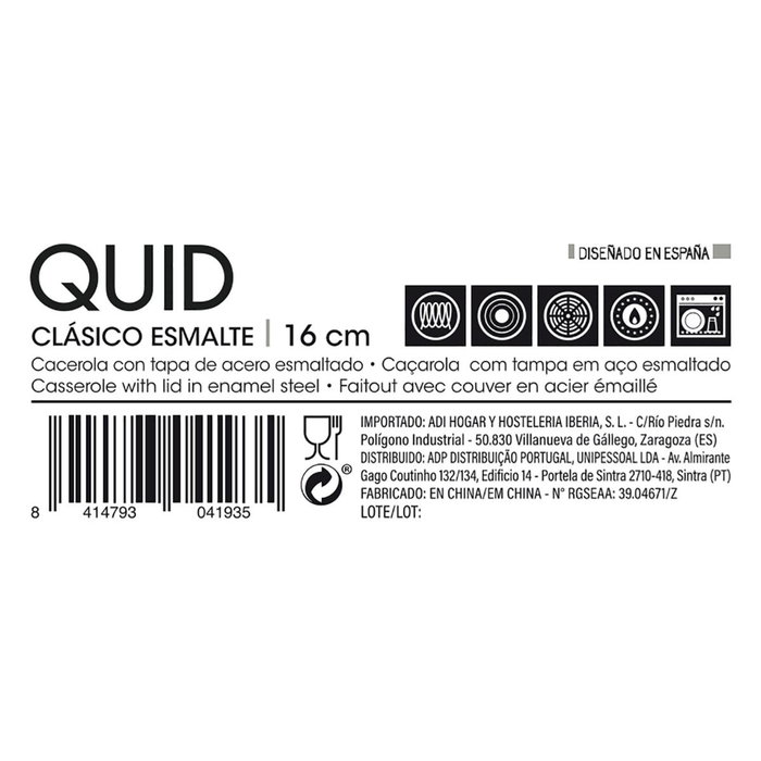 Cacerola Acero Esmaltado Clasico Esmalte Quid 16 cm – 1,5 L