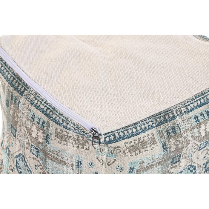 DKD Home Decor Cojín de Suelo Algodón 40x40x40 cm Azul con Flecos