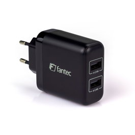 Fantec SC-A224 Cargador USB de 24W con 2 Puertos QC-2