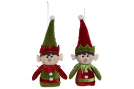 DKD Home Decor Figura de Elfo Surtido de 2 Unidades Verde y Rojo, 26x18x22 cm