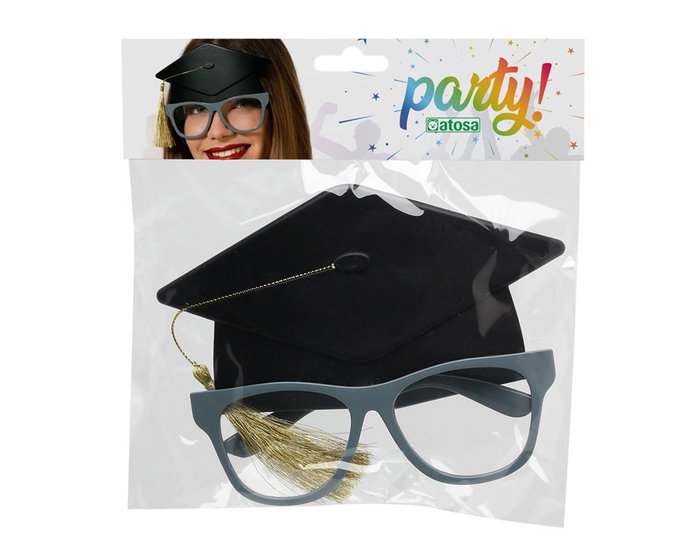 Gafas Graduación Con Birrete y Borla Dorada para Adultos, Divertidas y Perfectas para Fiestas y Sesiones Fotográficas