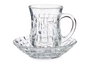 Vivalto Set 4 Tazas Vidrio con Plato Textura Mimbre 125 ml (Taza: 9x6.5x8.5cm, Plato: 12.2x12.2x2.8cm) (Set de 12)