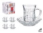 Vivalto Set 4 Tazas Vidrio con Plato Textura Mimbre 125 ml (Taza: 9x6.5x8.5cm, Plato: 12.2x12.2x2.8cm) (Set de 12)