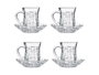 Vivalto Set 4 Tazas Vidrio con Plato Textura Mimbre 125 ml (Taza: 9x6.5x8.5cm, Plato: 12.2x12.2x2.8cm) (Set de 12)
