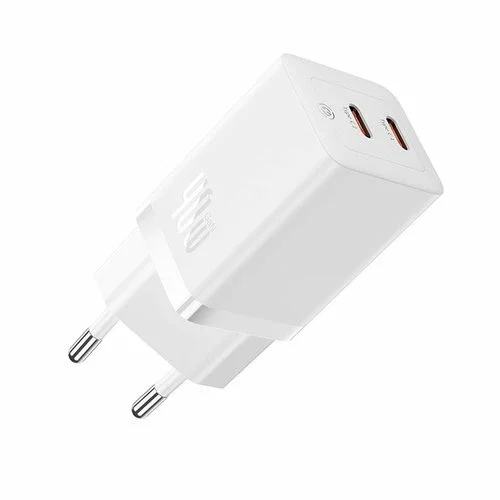 Baseus GaN5 Pro 40W Cargador Rápido Universal de Pared con 2 Puertos USB-C, Blanco - Tecnología PD 3.0, PPS y QC 3.0