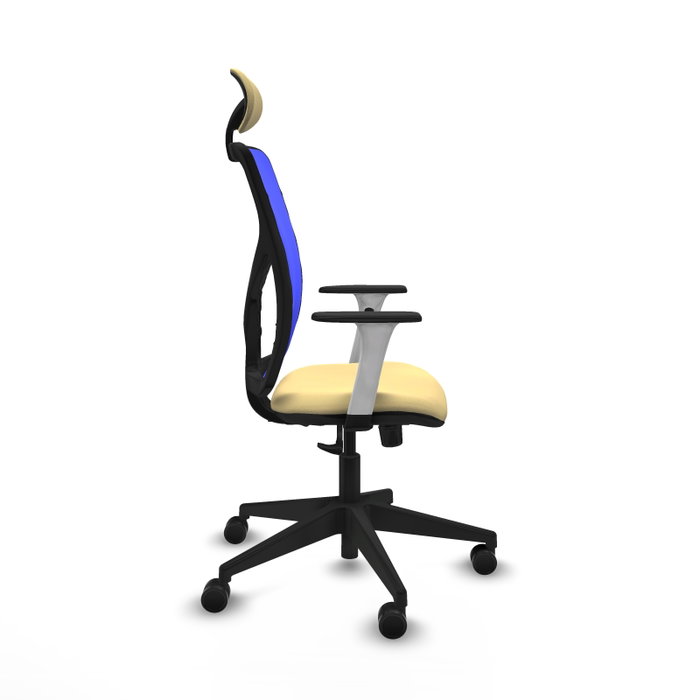 PIQUERAS Y CRESPO Silla de oficina Motilla con mecanismo Sincro, Crema y Azul PIQUERAS Y CRESPO Silla de oficina Motilla con mecanismo Sincro, Crema y Azul