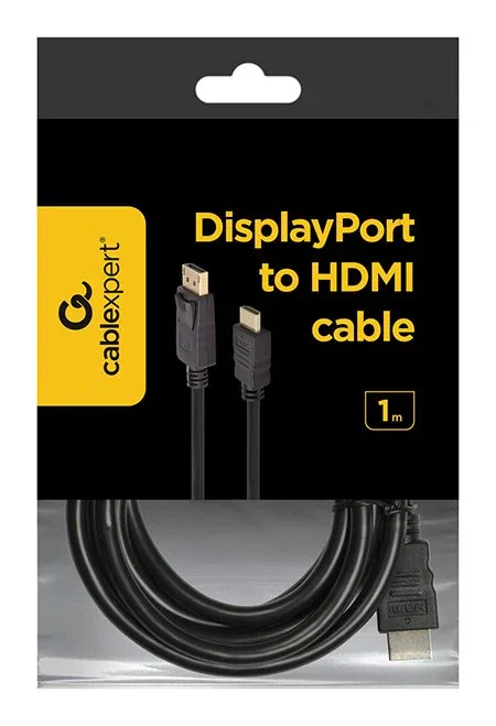 Gembird Cable DisplayPort a HDMI 1m Negro, Macho a Macho, CC-DP-HDMI-1M