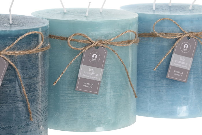 DKD Home Decor Vela Basicos Turquesa Azul 12 x 12 x 12 cm (3 Unidades) DKD Home Decor Vela Basicos Turquesa Azul 12 x 12 x 12 cm (3 Unidades)