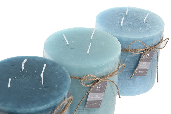 DKD Home Decor Vela Basicos Turquesa Azul 12 x 12 x 12 cm (3 Unidades) DKD Home Decor Vela Basicos Turquesa Azul 12 x 12 x 12 cm (3 Unidades)